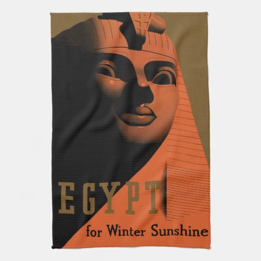 古代の旅行ポスター - スフィンクス、エジプト、アフリカ キッチンタオル (縦)