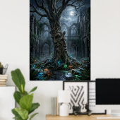 古代の木のゴシック遺跡 ポスター (ホームオフィス)