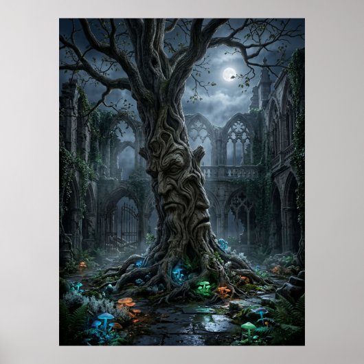 古代の木のゴシック遺跡 ポスター (正面)