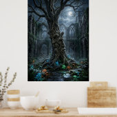 古代の木のゴシック遺跡 ポスター (キッチン)