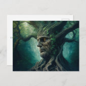 古代の木の神秘的な森のワイズ顔 ポストカード (正面/裏面)