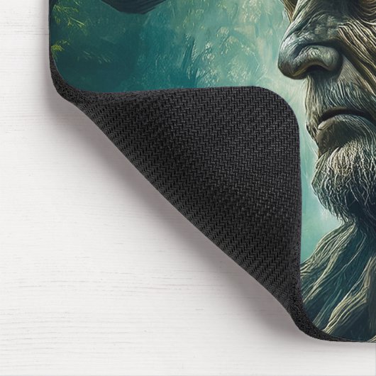 古代の木の神秘的な森のワイズ顔 マウスパッド (コーナー)