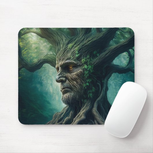 古代の木の神秘的な森のワイズ顔 マウスパッド (マウス)