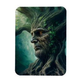 古代の木の神秘的な森のワイズ顔 マグネット