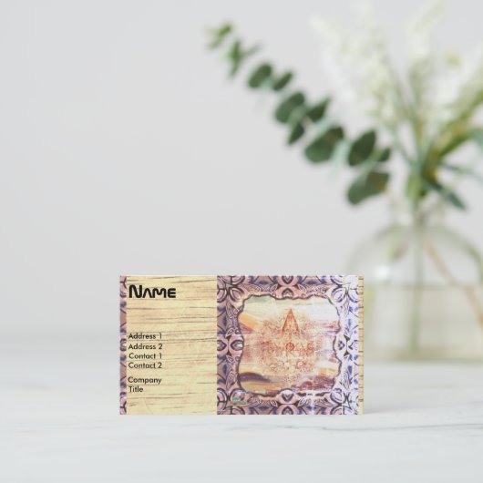 古代の未来の珍しいデザイン 名刺 (スタンド正面)