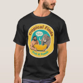 古代の果物を発見する原始人とマンモス レトロなデザイン Tシャツ (正面)