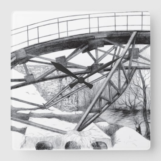 古代の歩橋 スクエア壁時計 (正面)