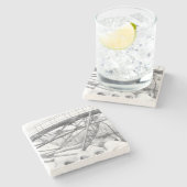 古代の歩道橋。鉛筆スケッチ。 ストーンコースター (横)