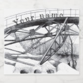 古代の歩道橋。鉛筆スケッチ。 ビールラベル (シングルラベル)