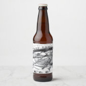 古代の歩道橋。鉛筆スケッチ。 ビールラベル (正面)