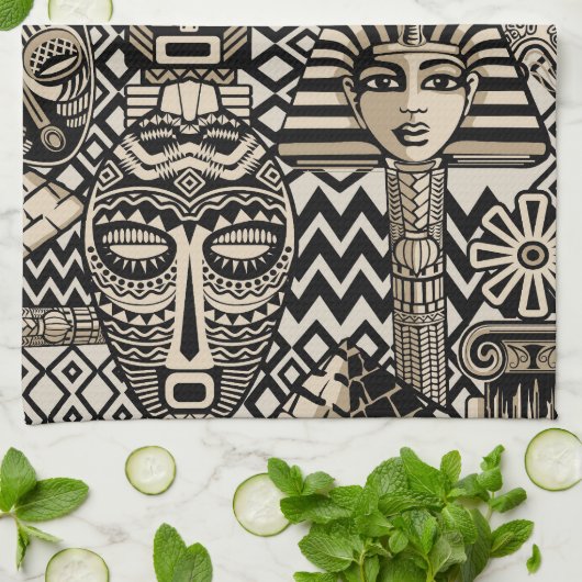 古代の歴史記号タトゥースタイル キッチンタオル (折り畳み)