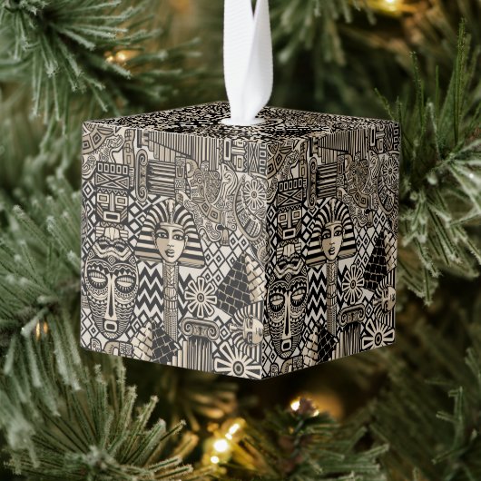 古代の歴史記号タトゥースタイル キューブオーナメント (ツリー)