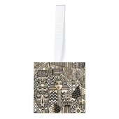 古代の歴史記号タトゥースタイル キューブオーナメント (正面)