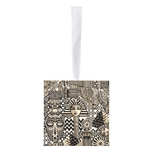 古代の歴史記号タトゥースタイル キューブオーナメント (右)