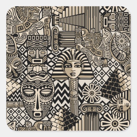 古代の歴史記号タトゥースタイル スクエアシール (正面)