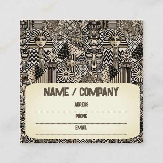 古代の歴史記号タトゥースタイル スクエア名刺 (正面)