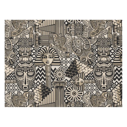 古代の歴史記号タトゥースタイル テーブルクロス (正面(横))