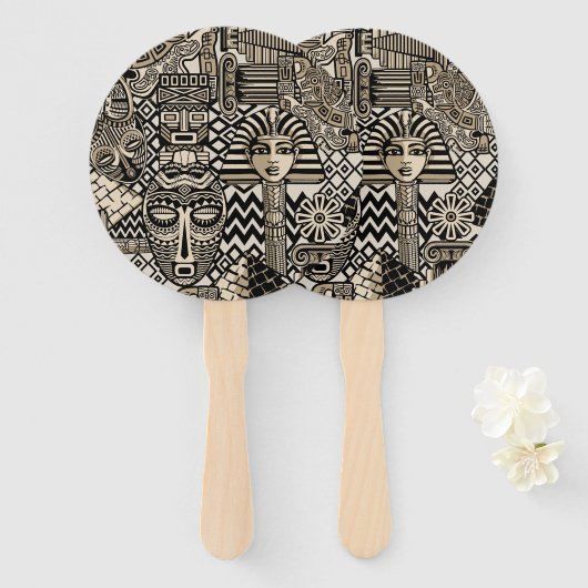 古代の歴史記号タトゥースタイル ハンドファン (正面&裏面)