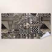 古代の歴史記号タトゥースタイル ビーチタオル (正面)