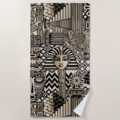 古代の歴史記号タトゥースタイル ビーチタオル (正面)