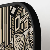 古代の歴史記号タトゥースタイル ピックルボールラケット (左詳細)