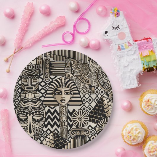 古代の歴史記号タトゥースタイル ペーパープレート (パーティー)