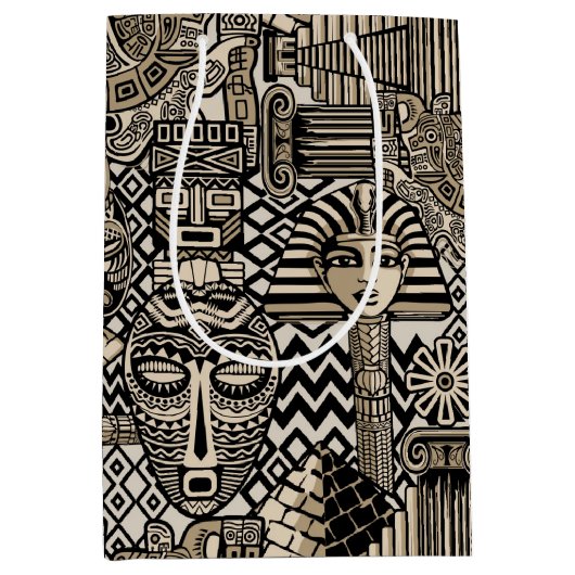 古代の歴史記号タトゥースタイル ミディアムペーパーバッグ (正面)