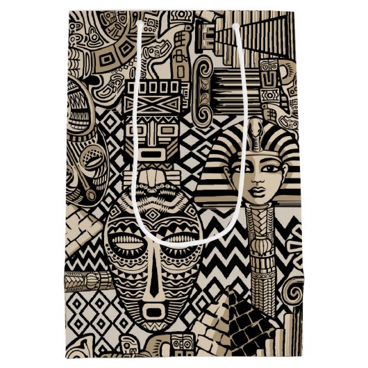 古代の歴史記号タトゥースタイル ミディアムペーパーバッグ (裏面)