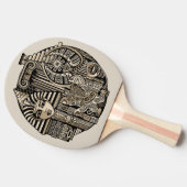 古代の歴史記号タトゥースタイル 卓球ラケット (横)