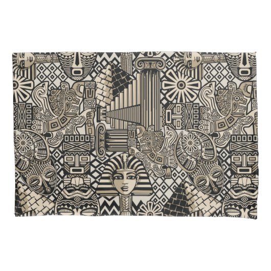 古代の歴史記号タトゥースタイル 枕カバー (正面)