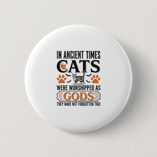 古代の猫が神として崇拝されていた面白いヴィンテージTシャツ 缶バッジ (正面)