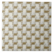 古代の獅子彫刻のモチーフ タイル (正面)