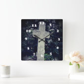 古代の石のクロス写真の壁時計 スクエア壁時計 (ホーム)