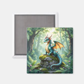 古代の石の上のファンタジードラゴン マグネット (正面/裏面)