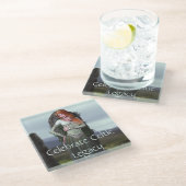 古代の石の前でポーズをとるケルト人の女性 ガラスコースター (アングル)