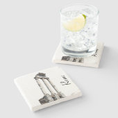 古代の石柱の正方形 ストーンコースター (横)