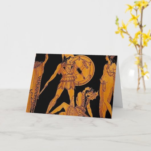 古代の神と女神のフリーズ – ギリシャ カード (黄色い花)