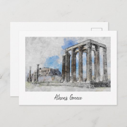 古代の神殿ゼウス,アテネ,ギリシャ ポストカード (正面/裏面)