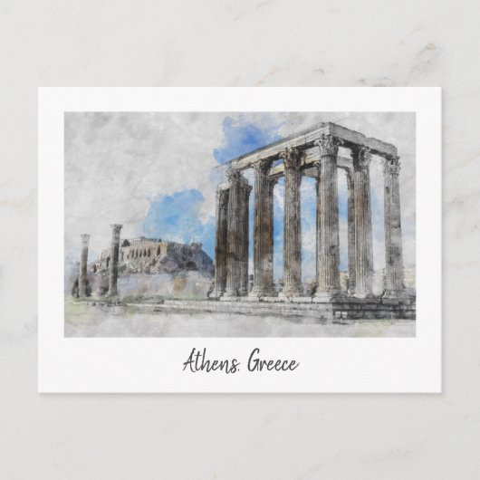 古代の神殿ゼウス，アテネ，ギリシャ ポストカード (正面)