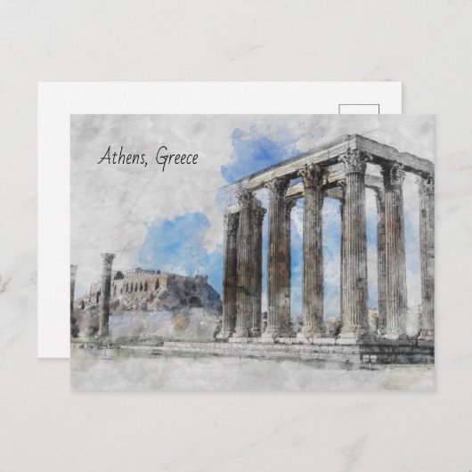 古代の神殿ゼウス，アテネ，ギリシャ ポストカード (正面/裏面)