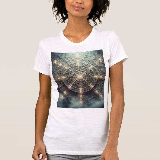 古代の秘儀シジルサークル - 輝くミスティック Tシャツ (正面)