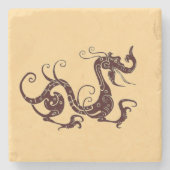 古代の茶色の神秘的な竜 ストーンコースター (正面)