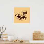 古代の茶色の神秘的な竜 ポスター (キッチン)