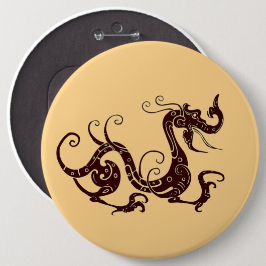 古代の茶色の神秘的な竜 缶バッジ (正面&裏面)