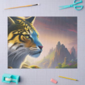 古代の虎が王国を調査 – 紫の花 薄葉紙 (クラフト)