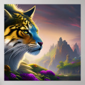 古代の虎は彼の王国、紫の花を調査 ポスター (正面)