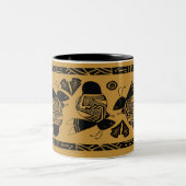 古代の蜂や花を金ゴールドマグに ツートーンマグカップ (中央)