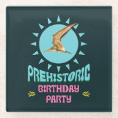 古代の誕生日パーティプテラノドン 恐竜 ガラスコースター (正面)