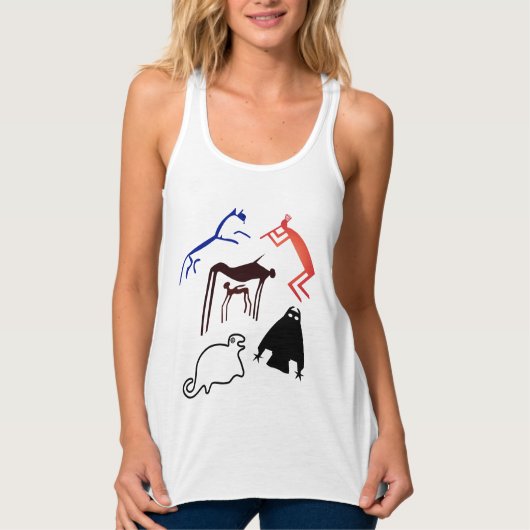 古代の部族のアースアート – 古代の動物のTシャツ タンクトップ (正面)