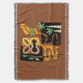 古代の部族の儀式:火と槍を持つ人 スローブランケット (正面縦)